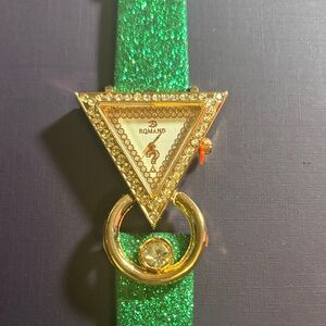 Roma Green and Gold Triangle Women's Watch